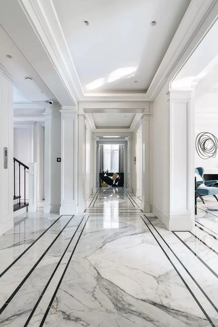 Premium marble flooring in a hallway